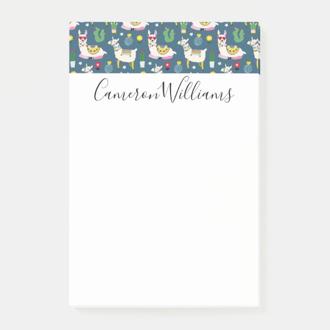 Tillfoga dina kända | Llamas i solglasögonmönster Post-it Block (Framsida)