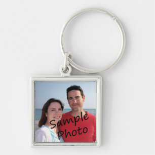 Tillfoga ditt egna foto Keychain Fyrkantig Silverfärgad Nyckelring