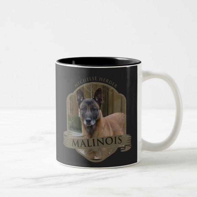 Tillfoga ditt foto Malinois - den belgiska herden Två-Tonad Mugg (Höger)