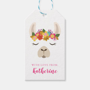 Tillfoga ditt kända alpaca- & blommamönster presentetikett