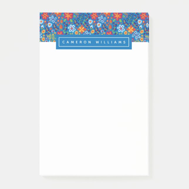 Tillfoga ditt kända | blom- broderimönster post-it block (Framsida)