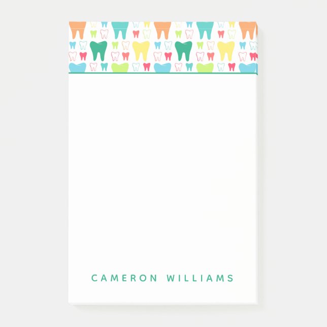 Tillfoga ditt kända | färgrika tandmönster post-it block (Framsida)