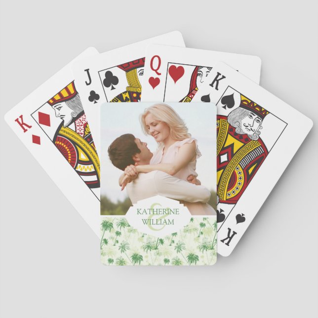 Tillfoga ditt kända | gröna palmträdmönster kortlek (Baksidan)