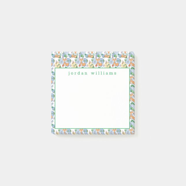 Tillfoga ditt kända | gulliga lite rävmönster post-it block (Framsida)