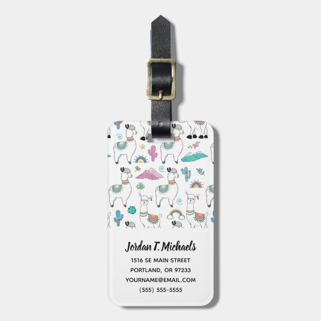 Tillfoga ditt kända | gulliga tecknadLlamamönster Bagagebricka (Vertikal Framsida)