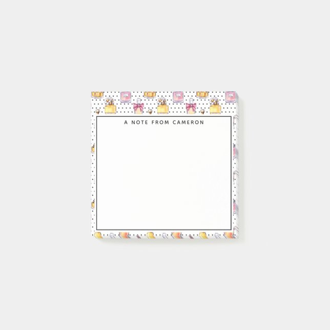 Tillfoga ditt kända | Parfum flaskamönster Post-it Block (Framsida)