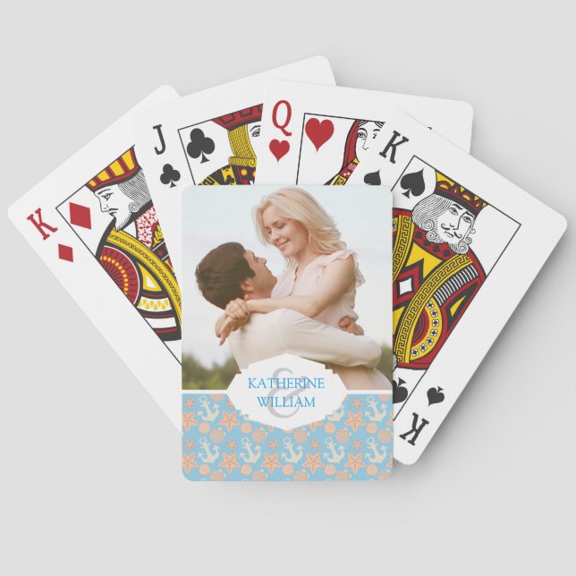 Tillfoga ditt kända | pastellfärgade nautiska casinokort (Baksidan)
