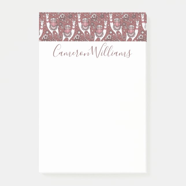 Tillfoga ditt kända | roliga Llamasmönster Post-it Block (Framsida)