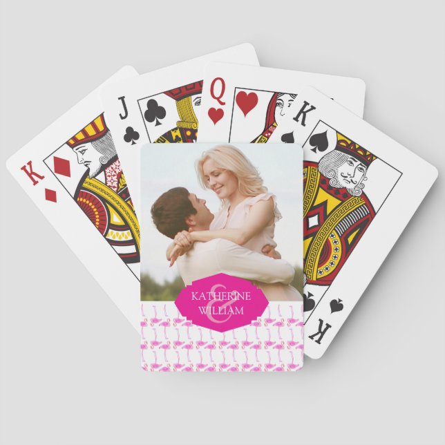 Tillfoga ditt kända | rosa Flamingomönster Spel Kort (Baksidan)