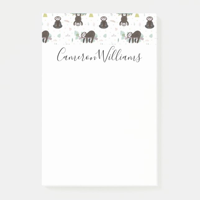 Tillfoga ditt kända | sömniga söta Slothmönster Post-it Block (Framsida)