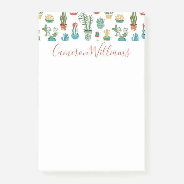 Tillfoga ditt kända | suckulentmönster post-it block (Framsida)