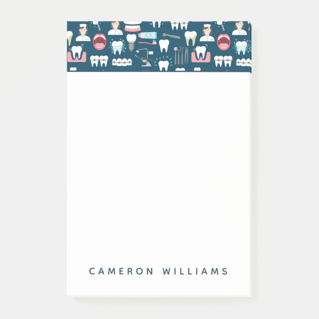 Tillfoga ditt kända | tand- klinikkontorsmönster post-it block (Framsida)