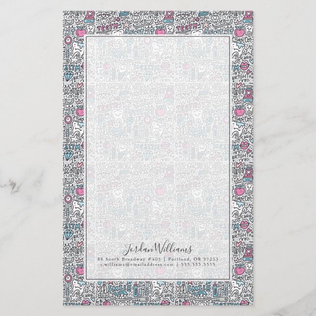 Tillfoga ditt kända | tand- tecknadmönster brevpapper (Framsida)