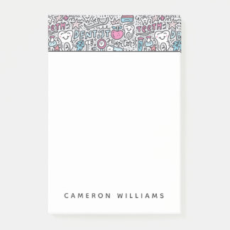 Tillfoga ditt kända | tand- tecknadmönster post-it block