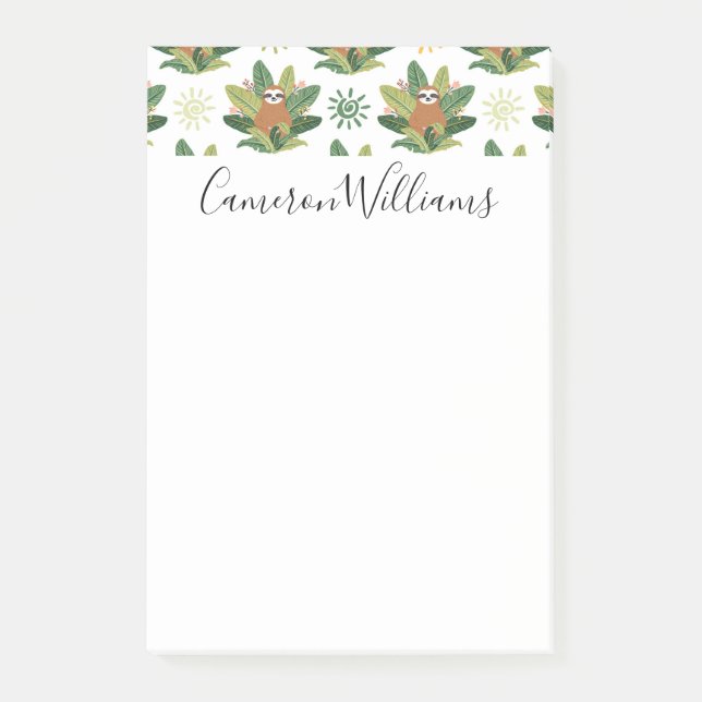 Tillfoga ditt kända | tropiska Slothmönster Post-it Block (Framsida)