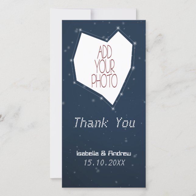 Tillfoga ditt tack för fotokärlekkonstellation kort (Framsida)