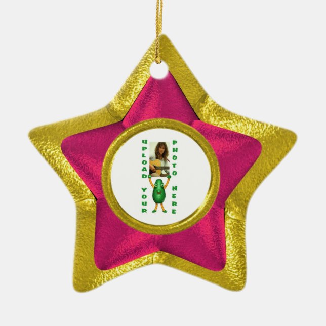 Tillfoga foto 2 för prydnadguld för båda sidor julgransprydnad keramik (Framsidan)