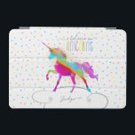 Tillfoga unicornen för regnbågen för glitter för iPad mini skydd<br><div class="desc">En regnbågeunicorn i en himmel av polka dots och glitter. den perfekta gåvan för en speciell flicka som tror i magi och unicorns.</div>