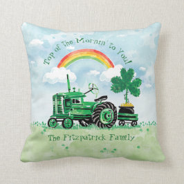 Tillfogar den gröna traktorshamrocken för vintage kudde