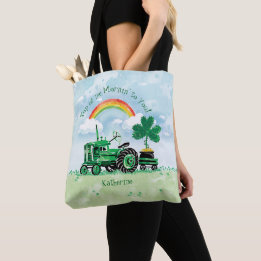 Tillfogar den gröna traktorshamrocken för vintage tygkasse