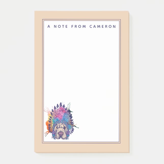 Tillfogar den indiska chefen för den Sharpei Post-it Block (Framsida)