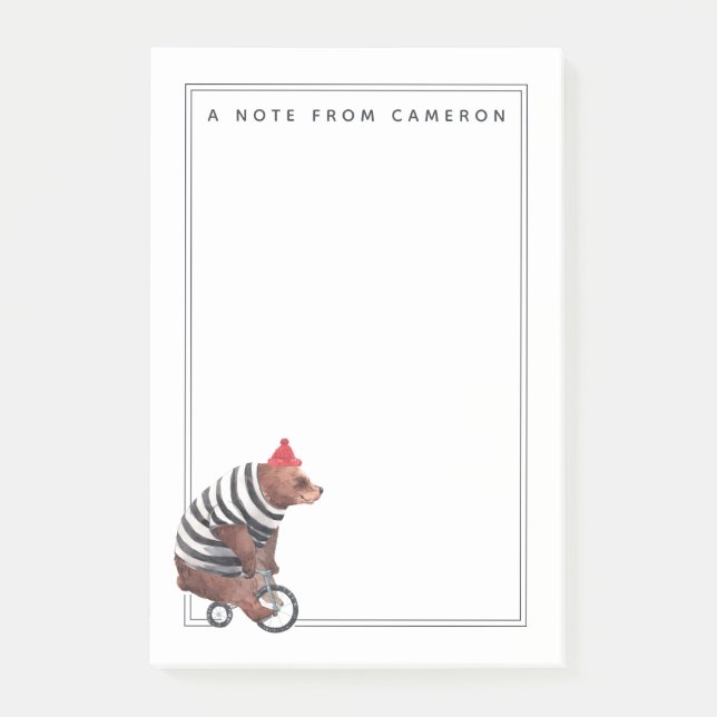 Tillfogar den roliga björnen för cykeln | ditt post-it block (Framsida)