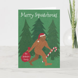 Tillfogar den Santa en Squatch julen ditt roliga Helgkort