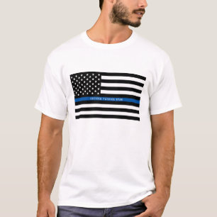 Tillfogar den tunna blålinjenamerikanska flaggan t shirt