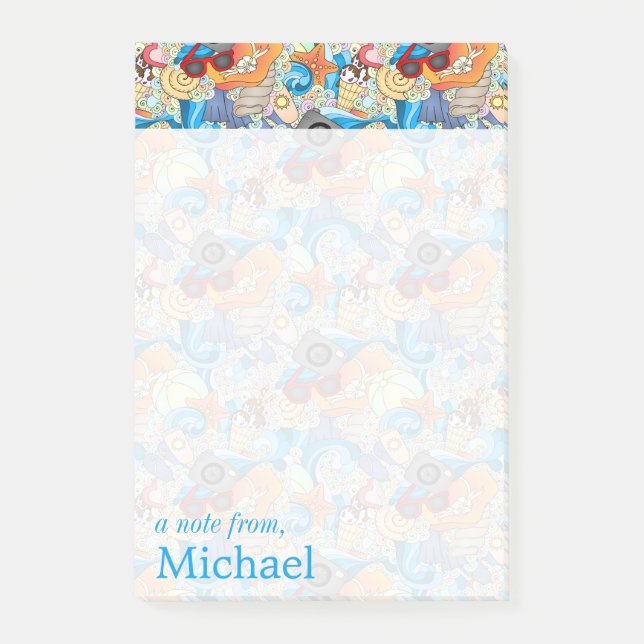 Tillfogar roligt mönster | för sommaren ditt namn post-it block (Framsida)