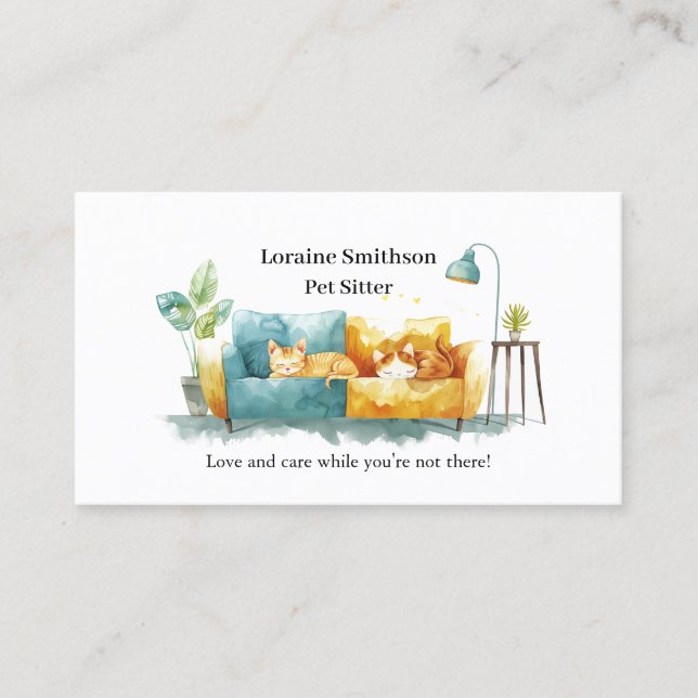 Tillförlitlig CAT Sitter Care Cute and Kawaii Visitkort (Framsida)