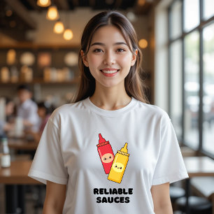 Tillförlitlig Sauces Mustard Ketchup Funny Food T Shirt