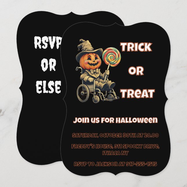 Tillgänglig Jack o lantern Halloween fest Inbjudningar (Fram/baksida)