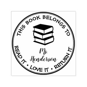 Tillhören Bok till Anpassningsbar Bibliotek Självfärgande Stämpel