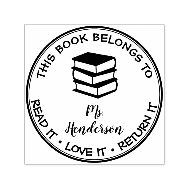 Tillhören Bok till Anpassningsbar Bibliotek Självfärgande Stämpel (Design)