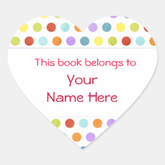 Tillhören Bok till Anpassningsbar Hjärtformat Klistermärke