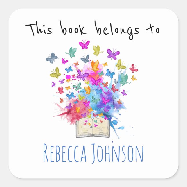 Tillhören bok till fyrkantigt klistermärke (Framsida)