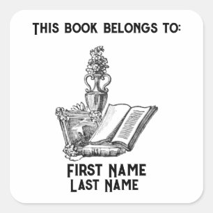 Tillhören bok till fyrkantigt klistermärke