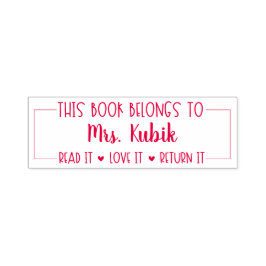 Tillhören Bok till läraren Bibliotek Frimärke Självfärgande Stämpel