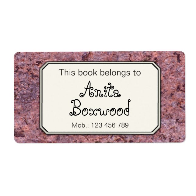 Tillhören Bok till Sten Struktur Fraktsedel (Framsidan)