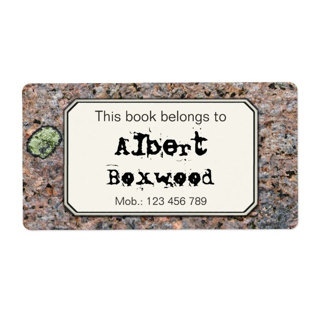 Tillhören Bok till Sten Struktur Fraktsedel (Framsidan)