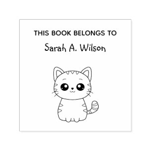 Tillhören Cute Kawaii Cat Bok anpassar bokningen Självfärgande Stämpel
