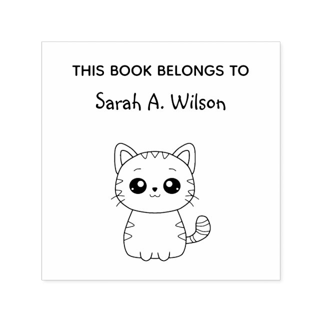 Tillhören Cute Kawaii Cat Bok anpassar bokningen Självfärgande Stämpel (Design)