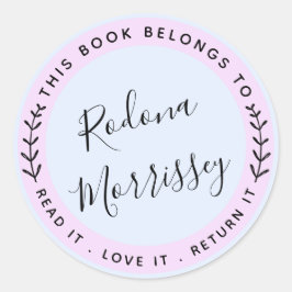 Tillhören i Bok till Personligen Runt Klistermärke