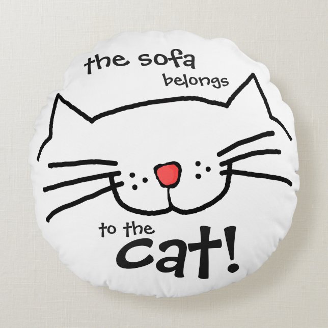 tillhören soffa till katten - vit rund kudde (Framsidan)