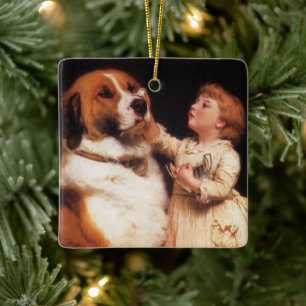 Tillit av Charles Burton Barber, Saint Bernard Hun Julgransprydnad Keramik