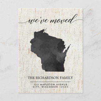 Tillkännagivande av flytta, delstaten Wisconsin Inbjudan Vykort