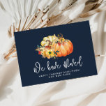 Tillkännagivande av flytta för marinblått vattenfä<br><div class="desc">Tillkännagivandekort för thanksgivingens helgdag flytta. Meddela ditt nya hem till familj och vänner med det här sänkta hälsningskortet happy thanksgiving.</div>