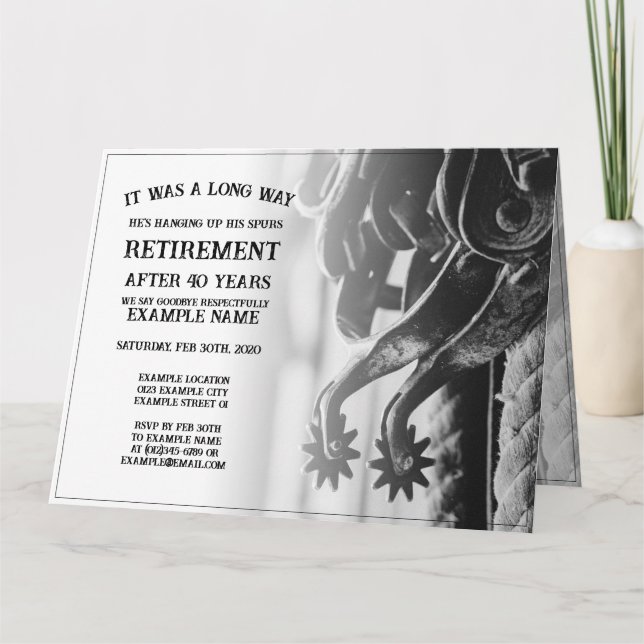 Tillkännagivande av pension med gamla sporrar kort (Framsida)