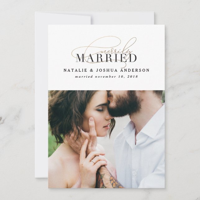 Tillkännagivande om äkta gift bröllop julkort (Framsida)