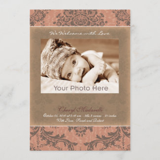 Tillkännagivande om klassisk vintage rosa baby meddelande